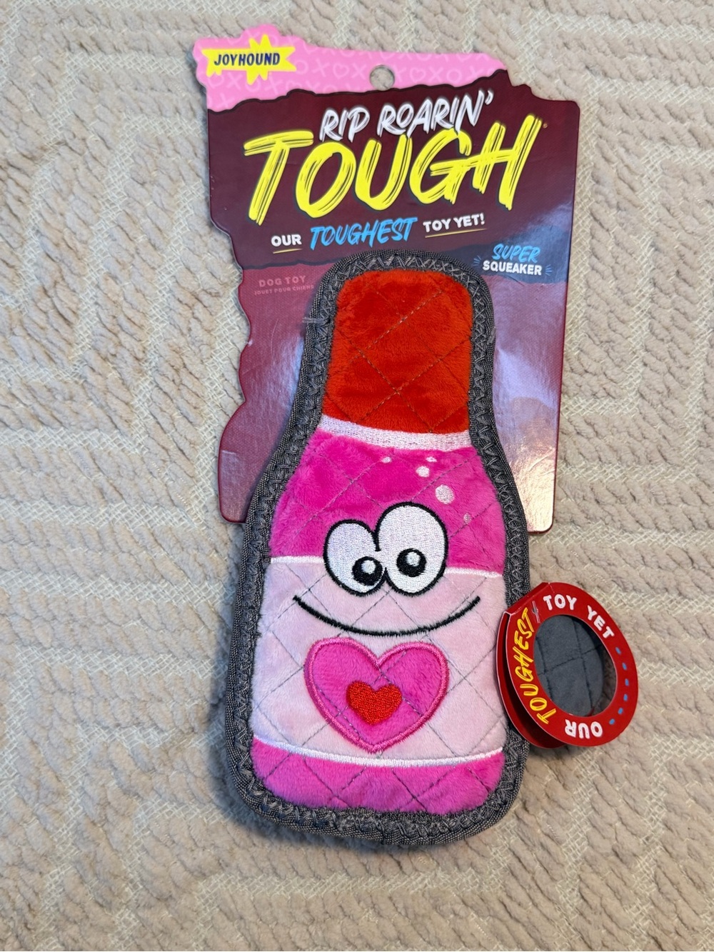 ✨New Rip Roarin' Tough Pink Plush Dog Squeaky Toy✨